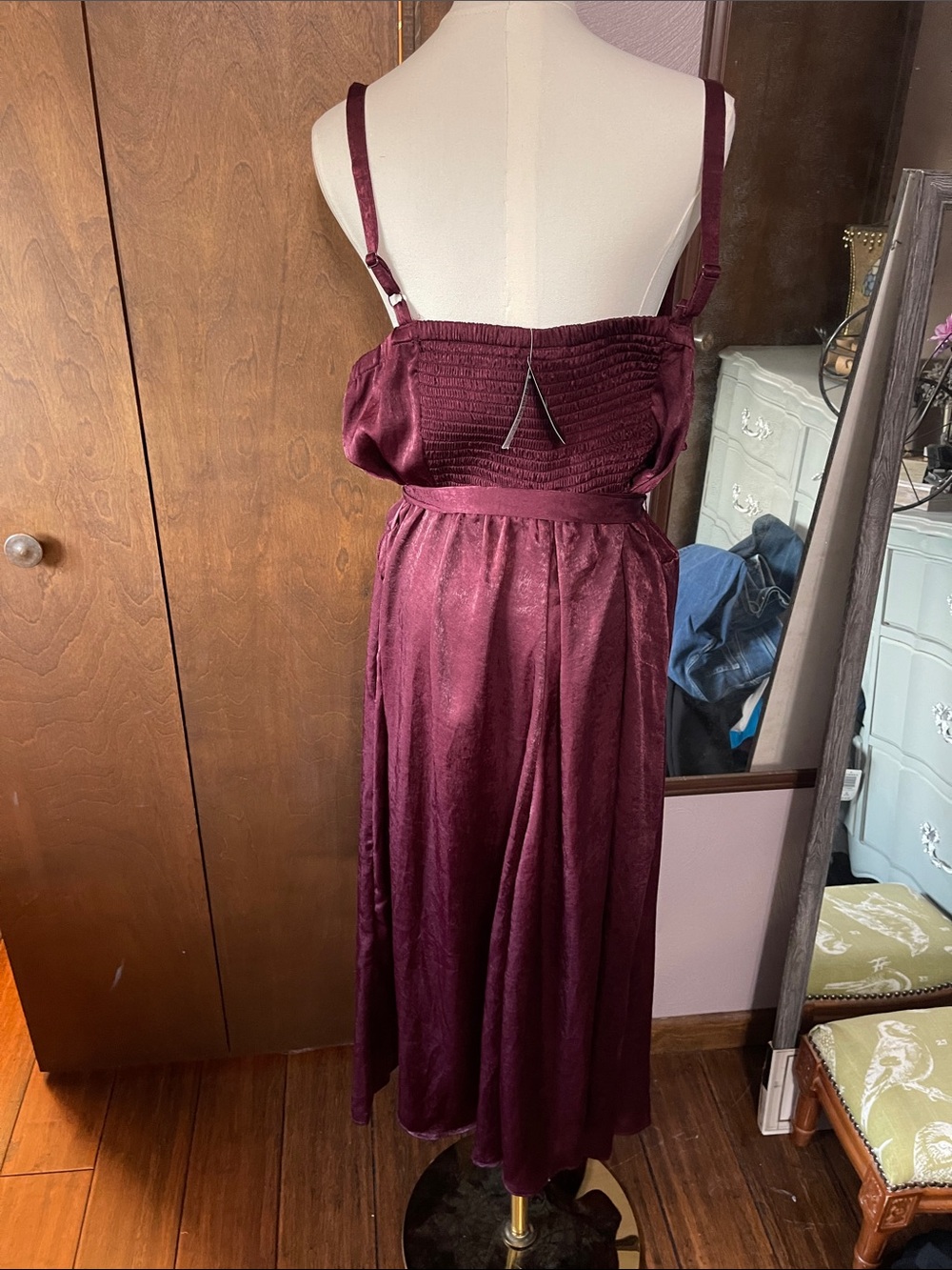 Torrid Sleeveless Wrap Midi Dress in Deep Wine - Picture 2 of 3